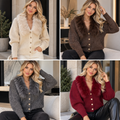 Faux Fur Collar Knit Cardigan