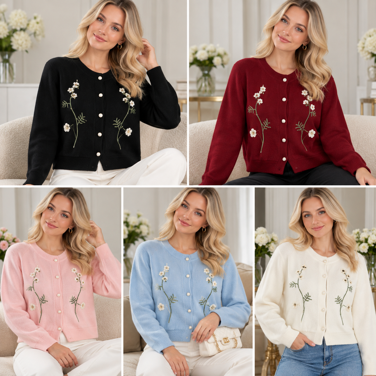 Floral Embroidery Knit Cardigan