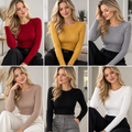 Open Neck Ribbed Knit Top