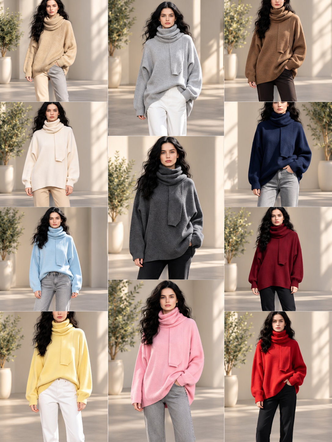 Oversized Turtleneck Knit Sweater