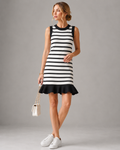 Striped Sleeveless Ruffle Hem Dress