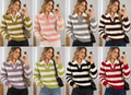 Striped Polo Collar Knit Sweater