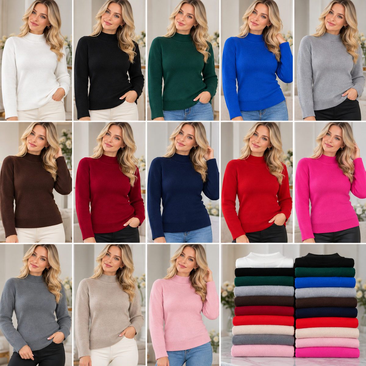 High Neck Basic Knit Top