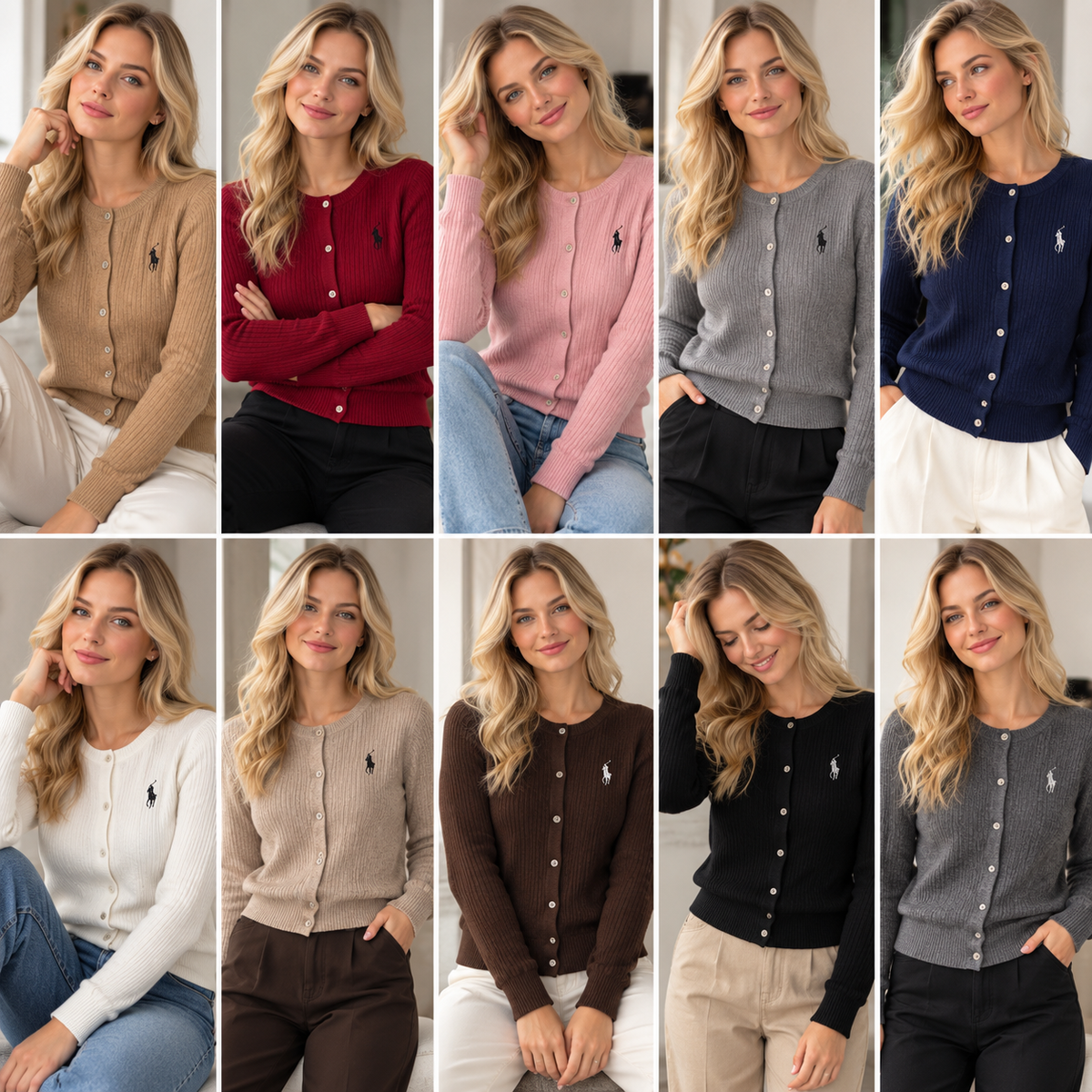 Fine Knit Polo style Cardigan