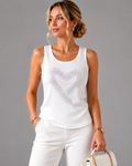 Rhinestone Heart Sleeveless Top