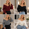 Off Shoulder Twist Knit Sweater